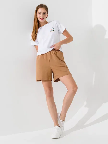 LAWA Шорти Бавовна/поліестер/еластан коричневий