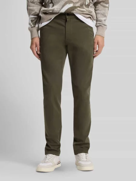 Chinosy z mieszanki bawełny model CHINO SLIM' Boss Orange oliwkowe