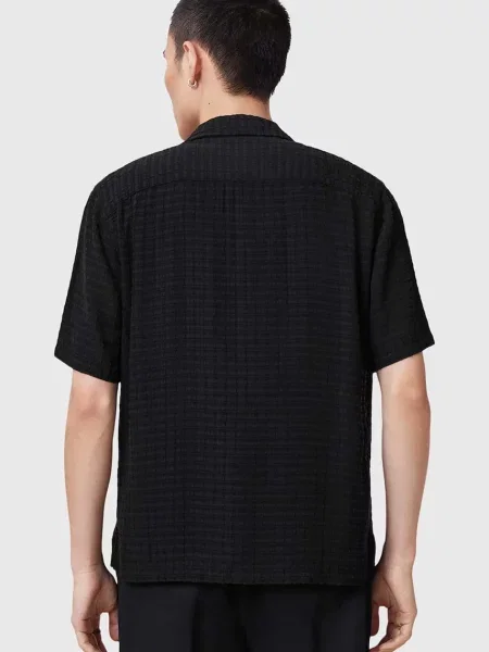 Košile AllSaints MADIN relaxed s italským límcem černá