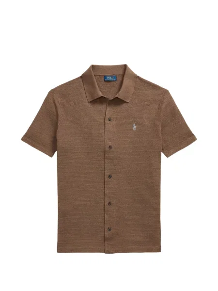 Fleece polo Polo Ralph Lauren με κέντημα με λαιμόκοψη v κόκκινο