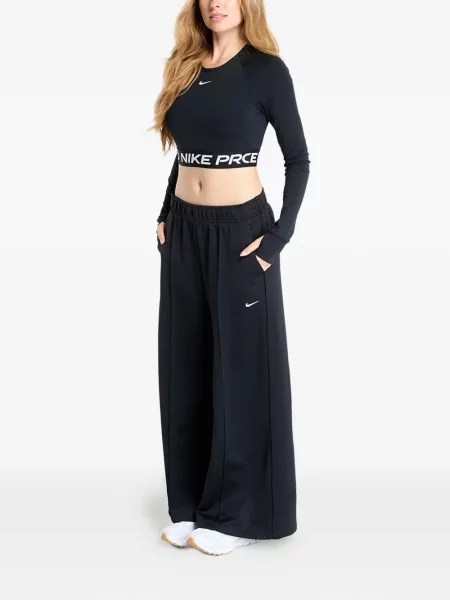 Krótka dzianinowa koszulka Nike do biegania czarna