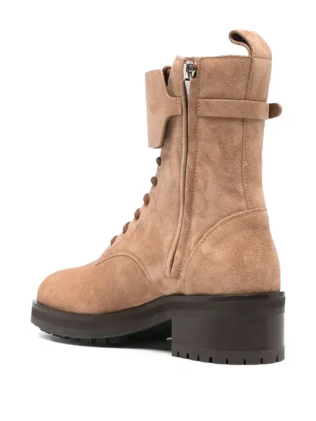 Botine Jimmy Choo cu șireturi din dantelă maro