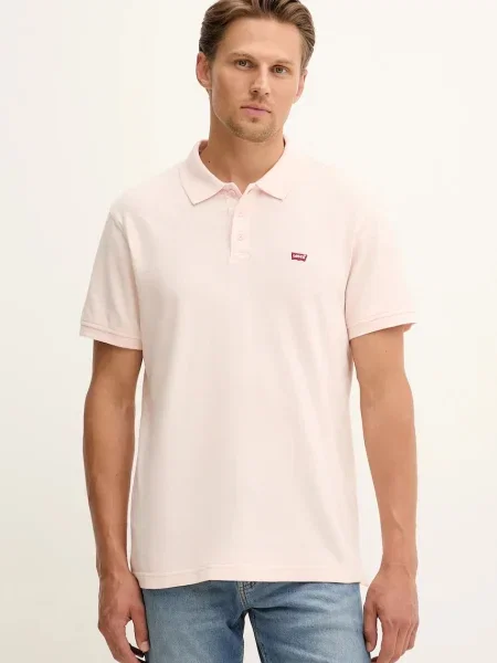 Тениска с яка Levi's с изчистен дизайн розово