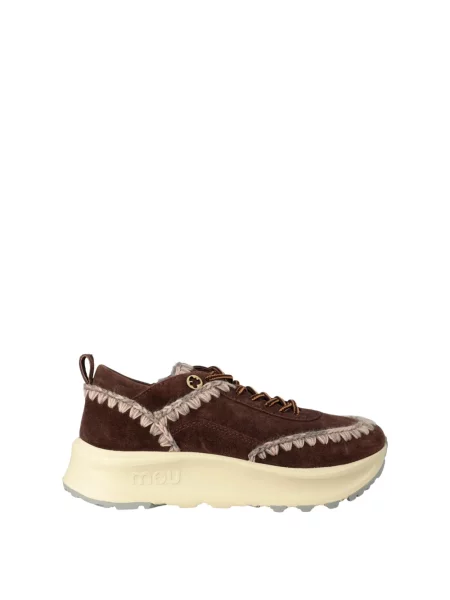 Sneakersy Mou sznurowane wełniane brązowe