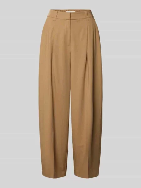 Spodnie o kroju barrel fit model „Moira Bloom” Opus Pants beżowe