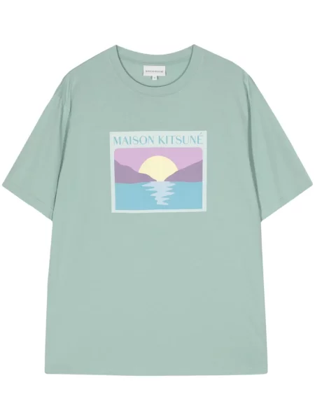 Tricou Maison Kitsune cu imagine verde