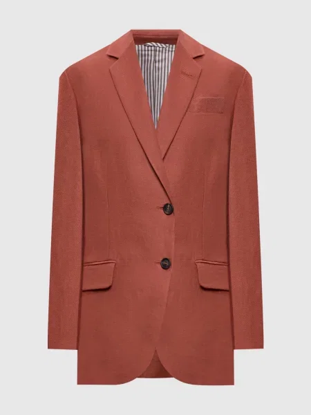 Жакет з льону з ланцюжком Brunello Cucinelli помаранчевий