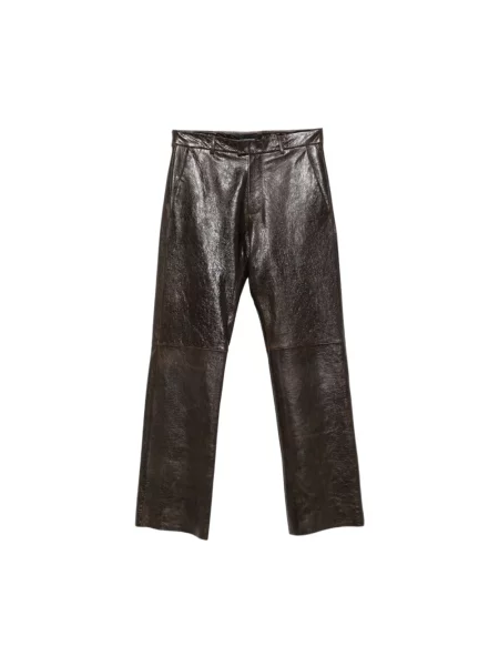 Spodnie Emporio Armani skórzane brązowe
