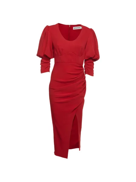 Rochie midi Self-portrait drapată roșu