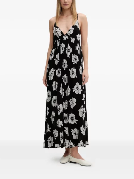 Rochie maxi Rip Curl cu model floral cu imagine cu bretele negru