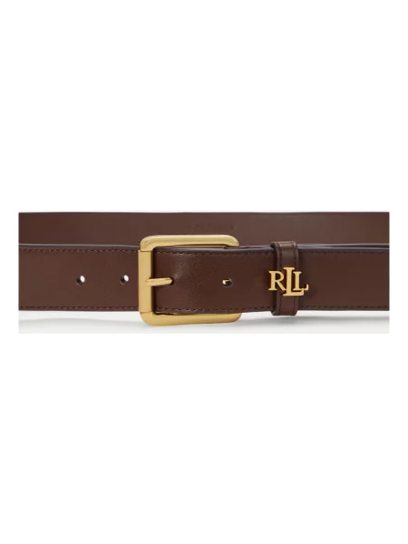 Pasek Ralph Lauren z logo brązowy