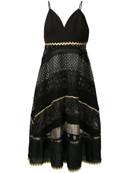 Midi haljina Olympiah bez rukava s printom iznad koljena crna