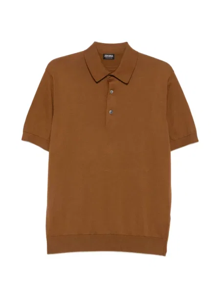 Tricou polo Zegna tricotate maro