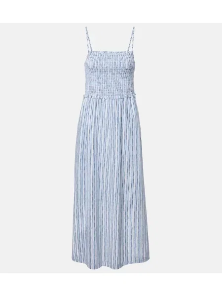 Rochie maxi Velvet de catifea cu dungi albastru