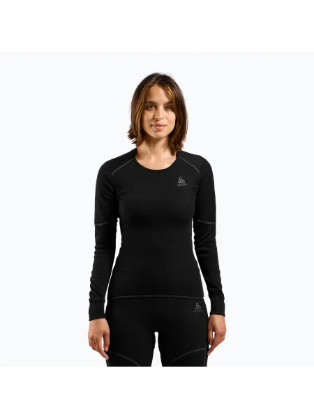 Tricou mânecă lungă Odlo cu decolteu în U negru