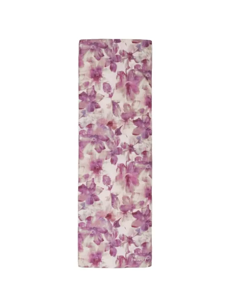 Fular Twinset cu model floral cu imagine