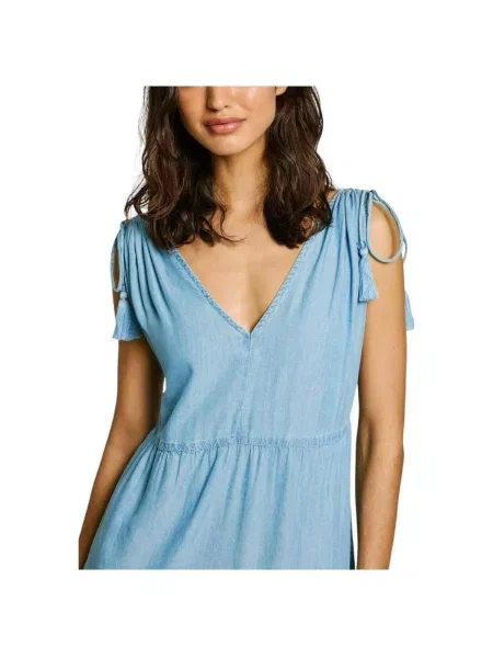 Rochie din denim Pepe Jeans albastru