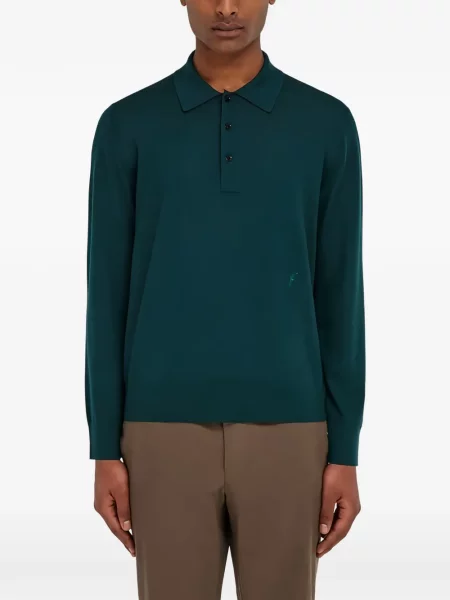 Lung tricou polo Ferragamo de lână verde