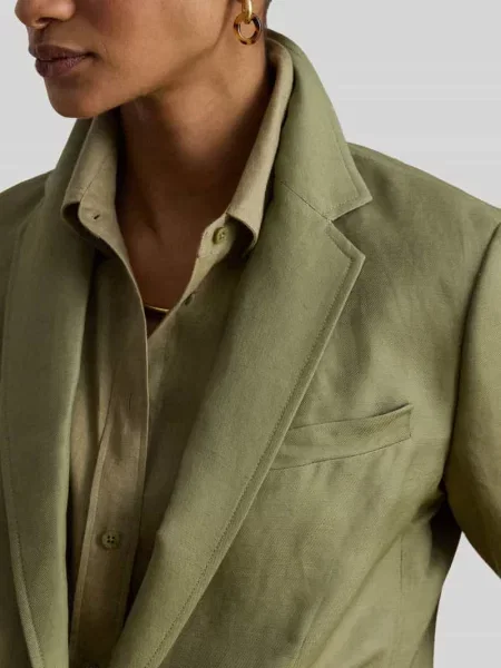 Żakiet o kroju regular fit z mieszanki lnu Lauren Ralph Lauren zielona