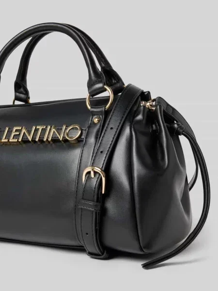 Lniana torebka Valentino By Mario Valentino czarna
