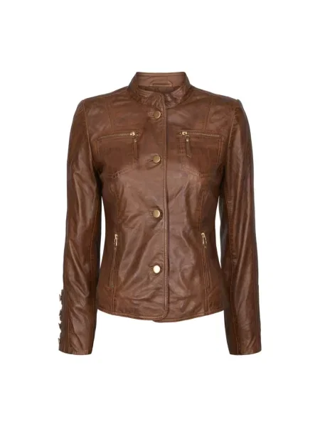 Kurtka skórzana Btfcph brązowa