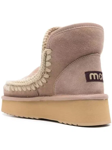 MOU De piele bocanci Mini Eskimo Platform cu adaos de lână maro