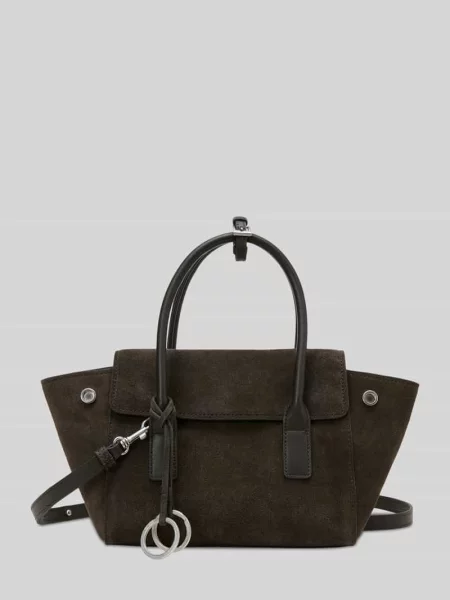 Torba shopper z welurowej skóry bydlęcej zapięcie na karabińczyk Marc O'polo brązowa