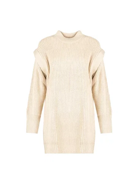 Dzianinowa sukienka midi Silvian Heach do kolan beżowa