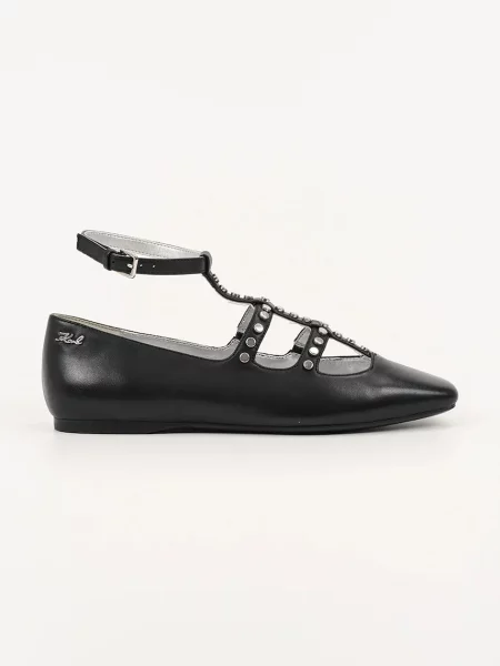 Usnjene balerinke Karl Lagerfeld KONNIE črna