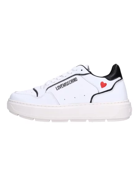 Sneakersy Love Moschino skórzane w serca z logo białe