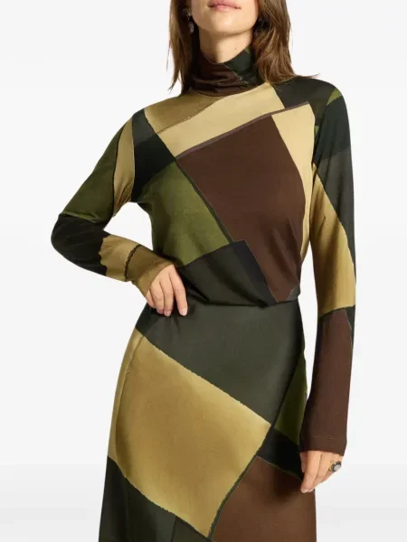 Top Elena Mirò cu imagine cu imprimeu geometric verde