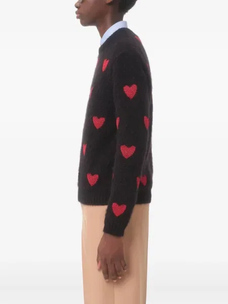 Pulover Valentino Garavani cu motiv cu inimi negru