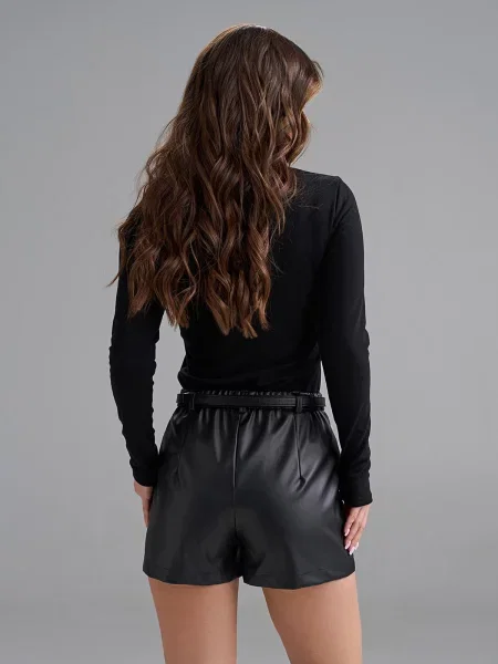 Шорти ISSA Plus екошкіра чорний