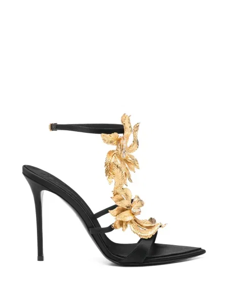 Sandale Giuseppe Zanotti cu model floral cu aplicații negru