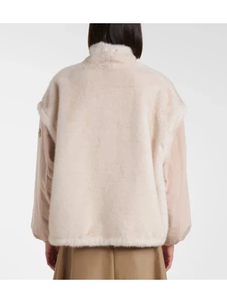 Geacă cu puf Moncler din fleece bej