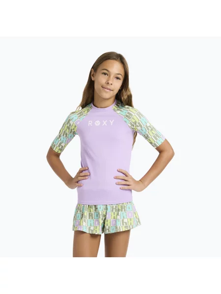 Детска тениска за плуване ROXY Active RG Lycra XMGB oil green letter up зелено
