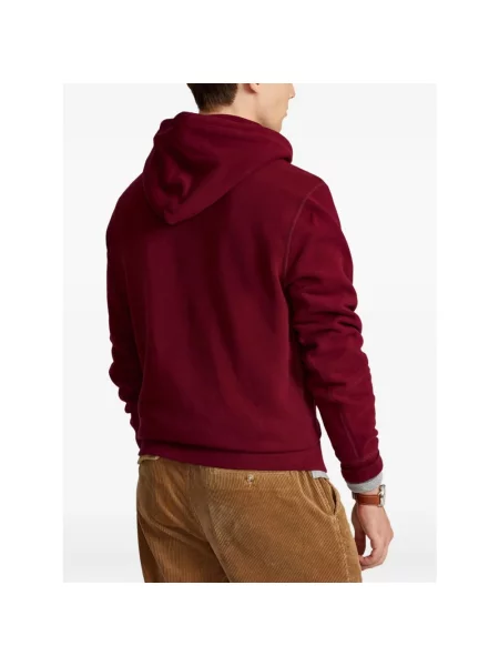 Bluza z kapturem Polo Ralph Lauren polarowa z kapturem czerwona