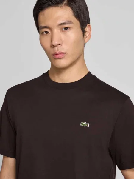 T-shirt o regularnym kroju z czystej bawełny Lacoste brązowa