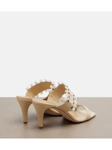 Papuci tip mules Manolo Blahnik din piele bej