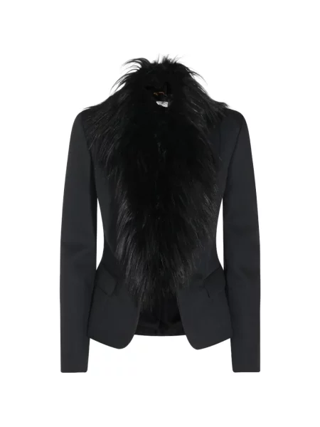Garnitură de blană geacă Elisabetta Franchi cu blană negru