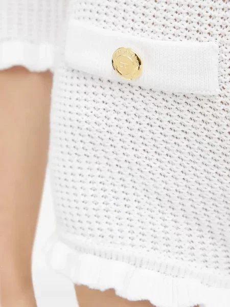 Pantaloni scurți Elisabetta Franchi tricotate cu volane alb
