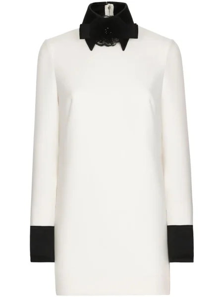 Sukienka Dolce And Gabbana z kokardką wełniana biała