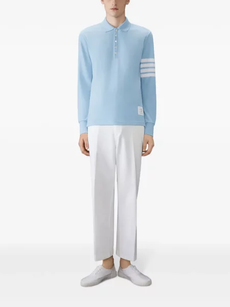 Dryžuota ilgas polo marškinėliai Thom Browne mėlyna