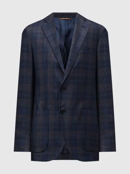 Піджак Kei із шовку та кашеміру в клітинку Canali синій