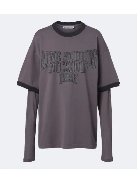Tricou Acne Studios cu imagine din jerseu gri