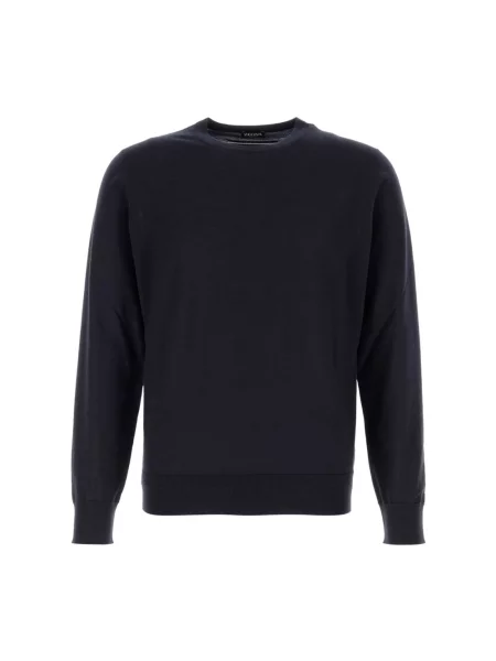 Sweter Zegna z okrągłym dekoltem niebieski