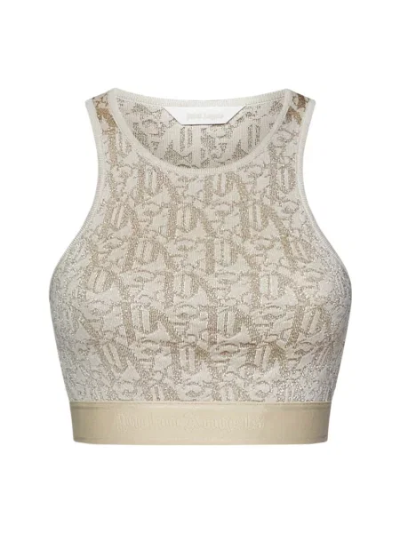 Dzianinowy top Palm Angels beżowy