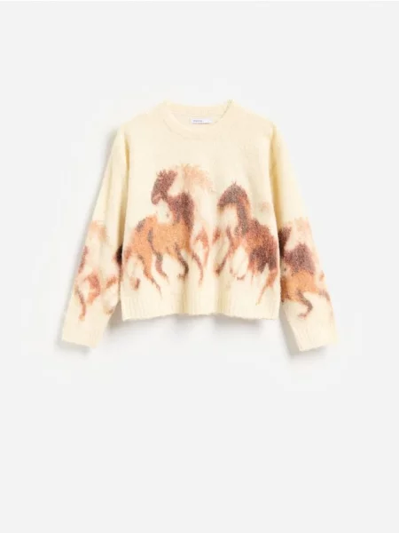 Reserved Pulover cu motiv animalier multicolor