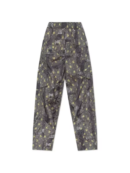 Pantaloni cargo Ganni cu model floral cu imagine gri