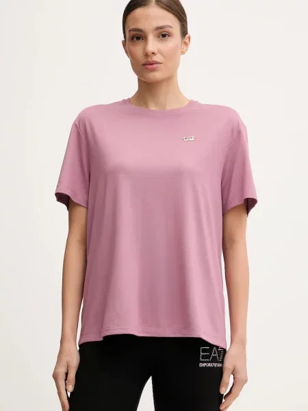 Emporio Armani tričko s viskózou růžové